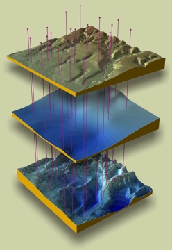 3D dtm piezometria isopache