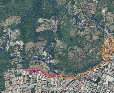 frane ed aree a rischio definite dal PAI nel 2001